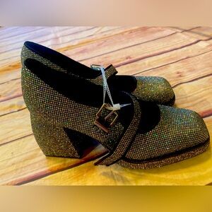 Gianni Bini Black Glitter Platform Shoes